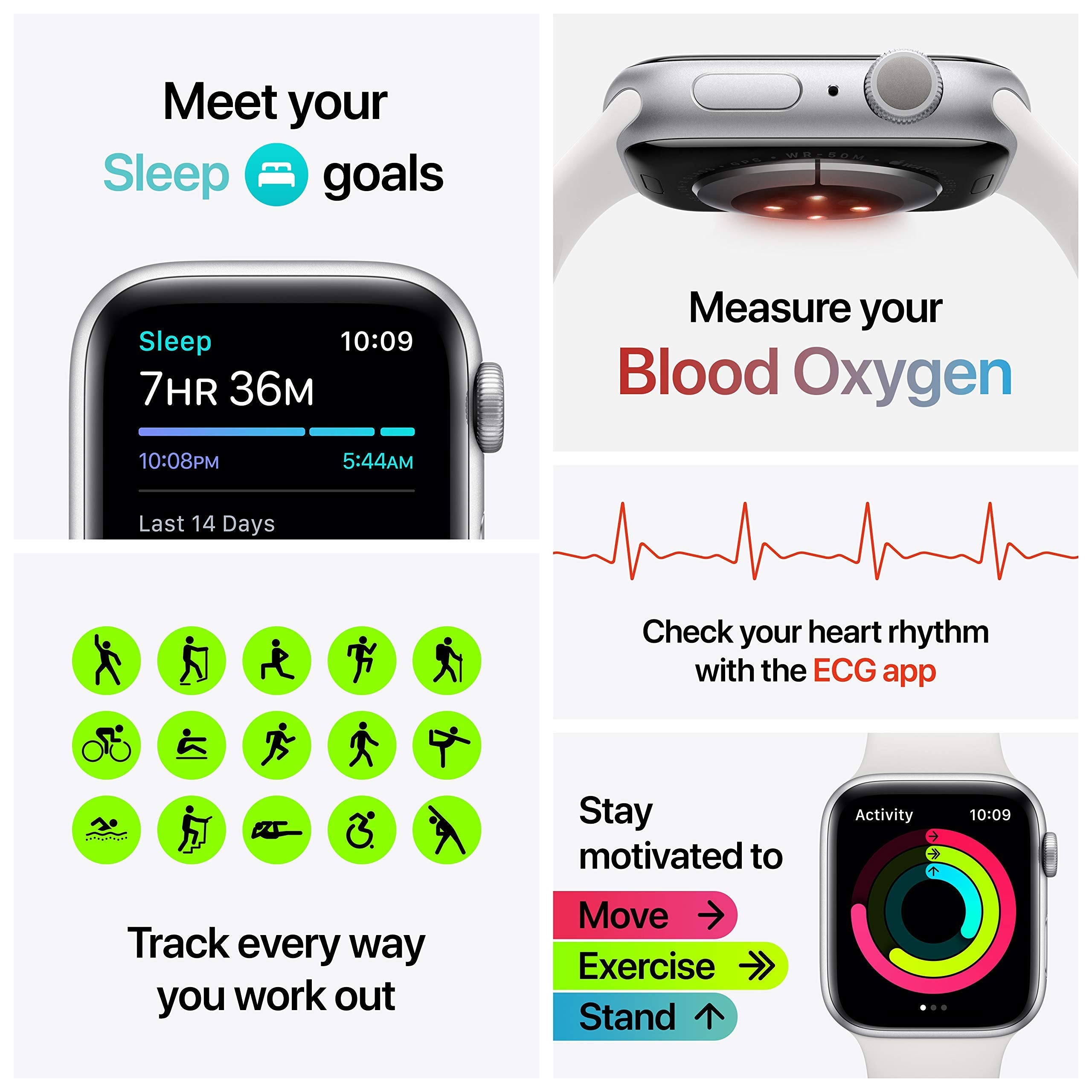 Apple Watch Series 6 GPS 44mm Space Gray Aluminum Case with Black Sport Band - M00H3LL/A