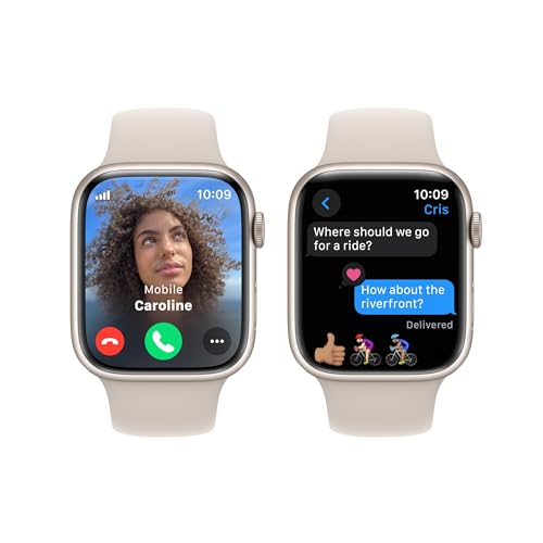 Apple Watch Series 9 (GPS + Cellular) 45mm Starlight Al w/ Starlight Sport Band - S/M - MRM83LL/A