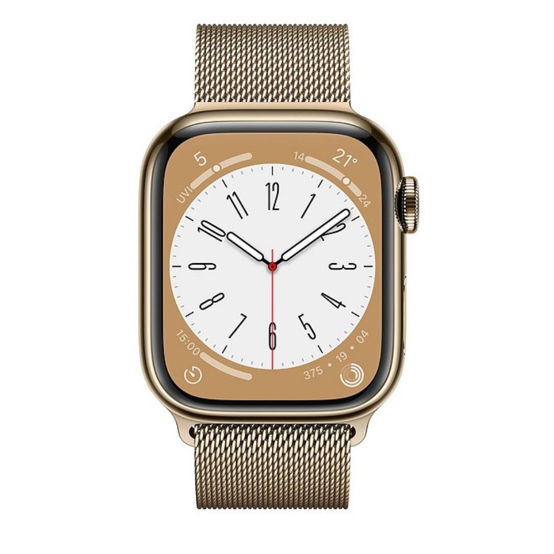 Apple Watch Series 8 (GPS + Cellular) 41mm Gold SS w/ Gold Milanese Loop - MNJE3LL/A