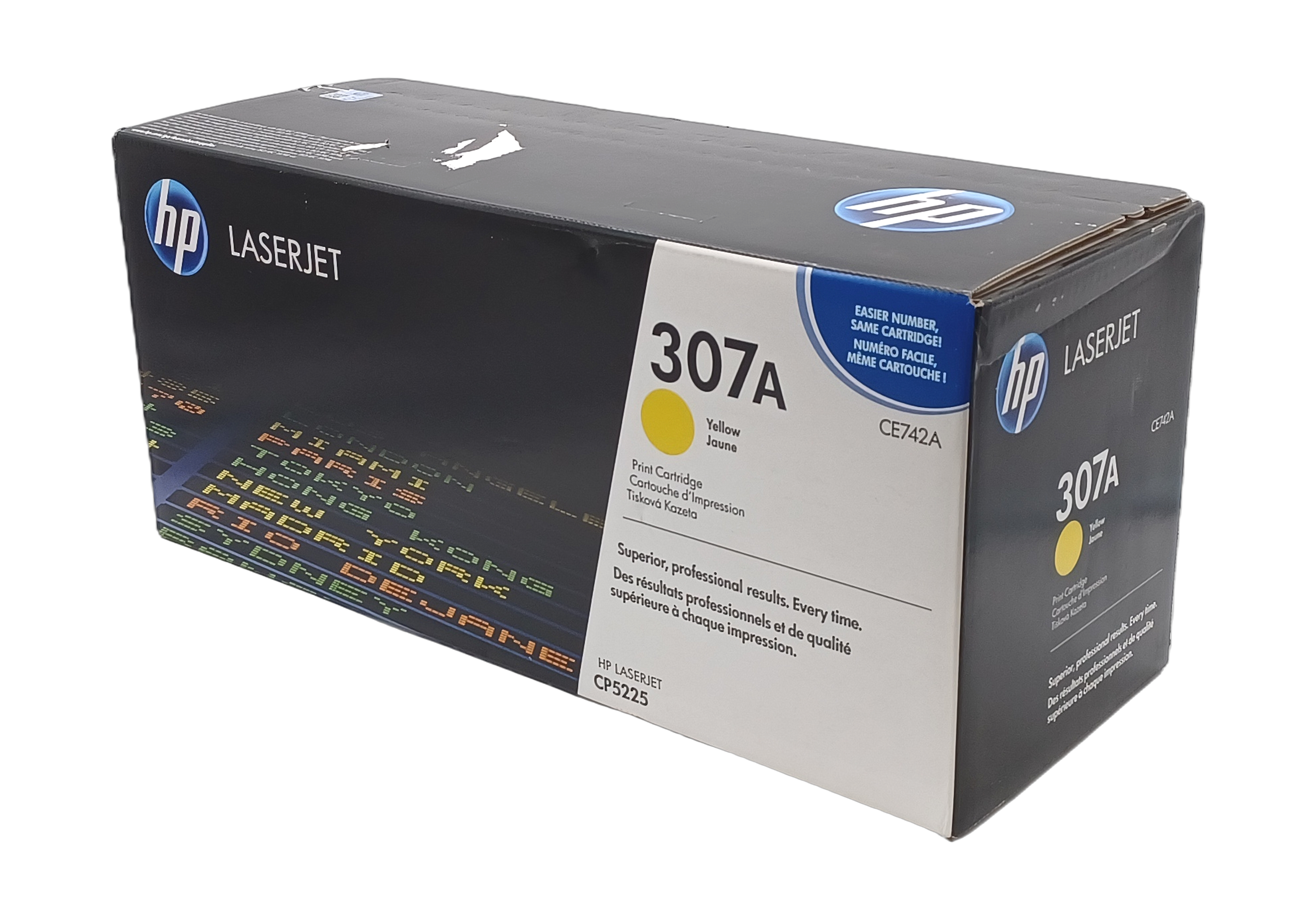Genuine HP CE742A Yellow Laser Toner Cartridge 307A, Departures Livery