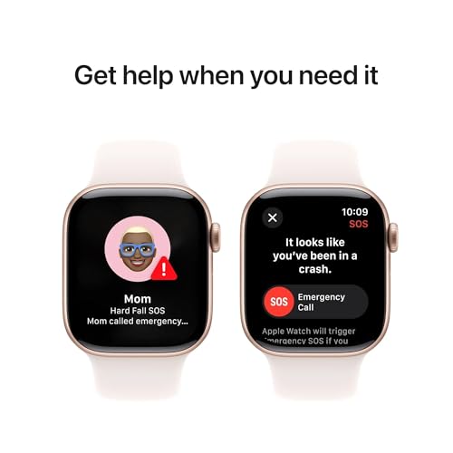 Apple Watch Series 10 - (GPS + Cellular) - 42mm Rose Gold Aluminum Case with Light Blush Sport Band - S/M - MWX93LW/