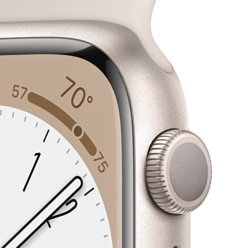 Apple Watch Series 8 (GPS) 41mm Aluminum - M/L Starlight Sport Band - MNUF3LL/A