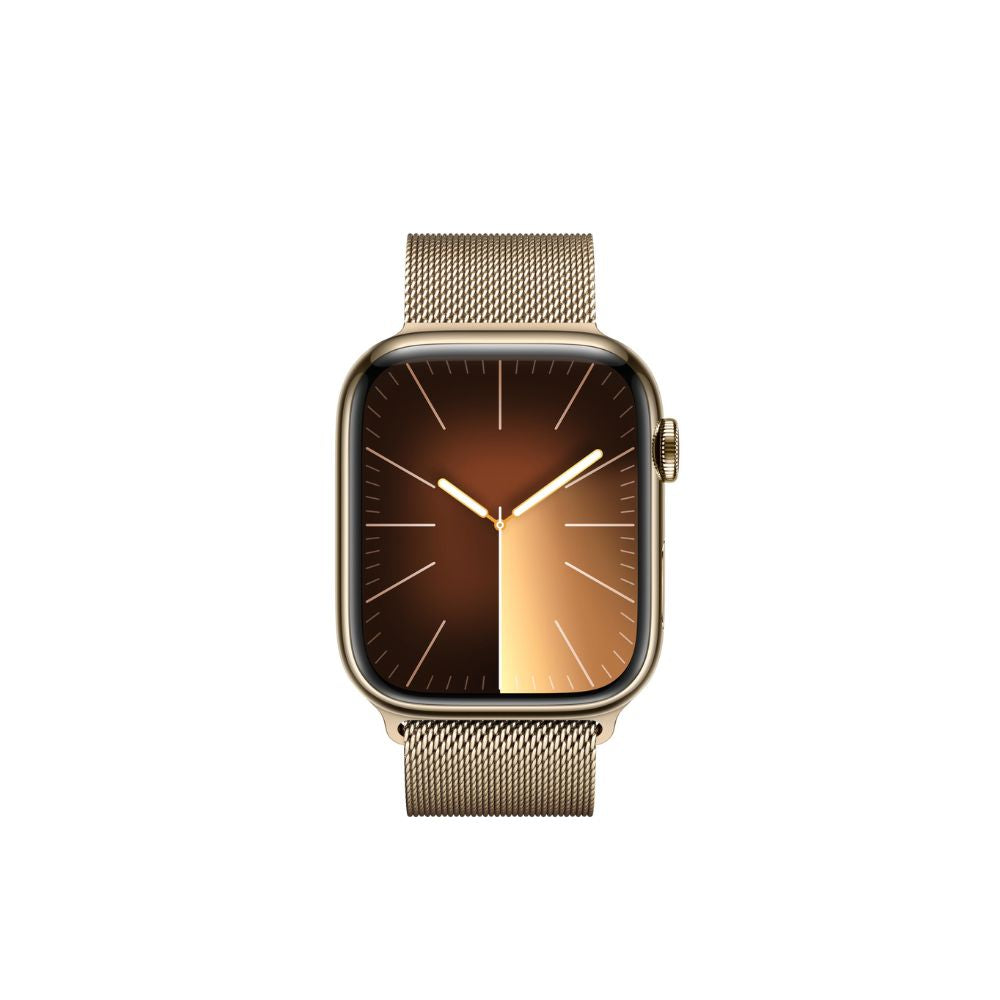Apple Watch Series 9 (GPS + Cellular) 45mm Gold Stainless Steel Case w/ Gold Milanese Loop - MRMU3LL/A