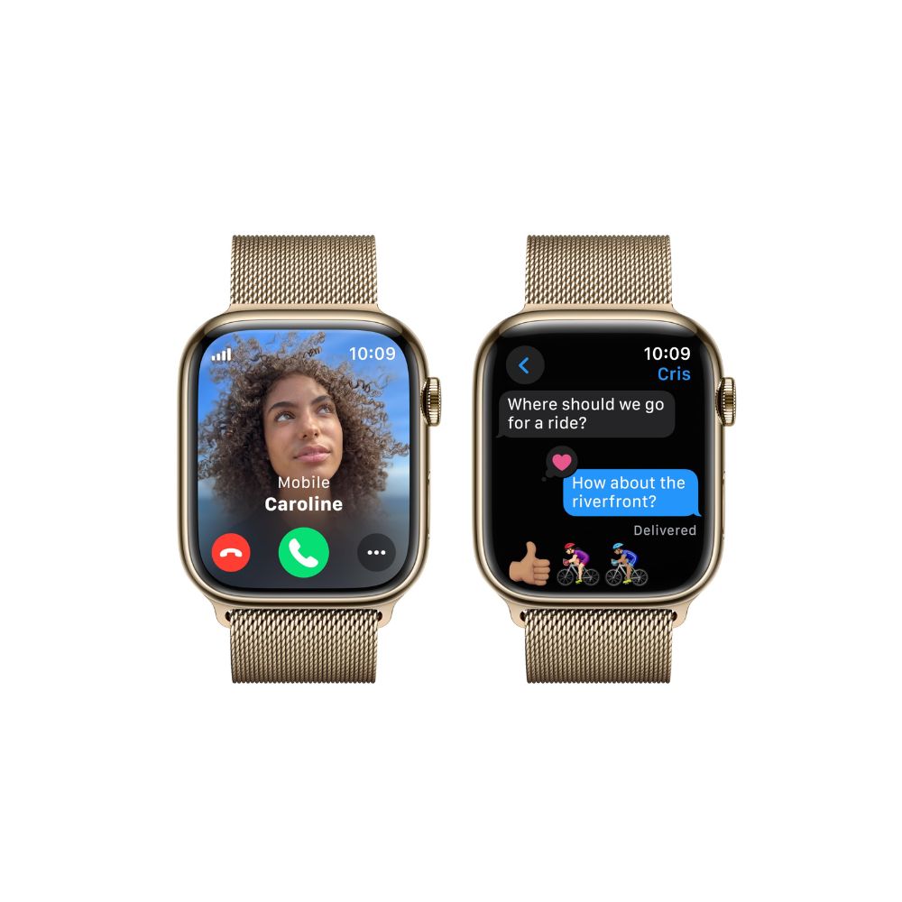 Apple Watch Series 9 (GPS + Cellular) 45mm Gold Stainless Steel Case w/ Gold Milanese Loop - MRMU3LL/A