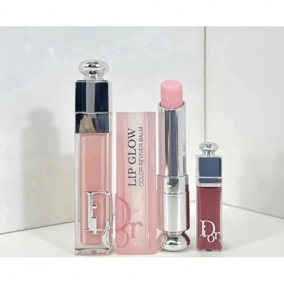 Christian Dior Addict Essentials Lip Glow, Lip Maximizer & Mini Lip 3 Piece Set 001 Pink