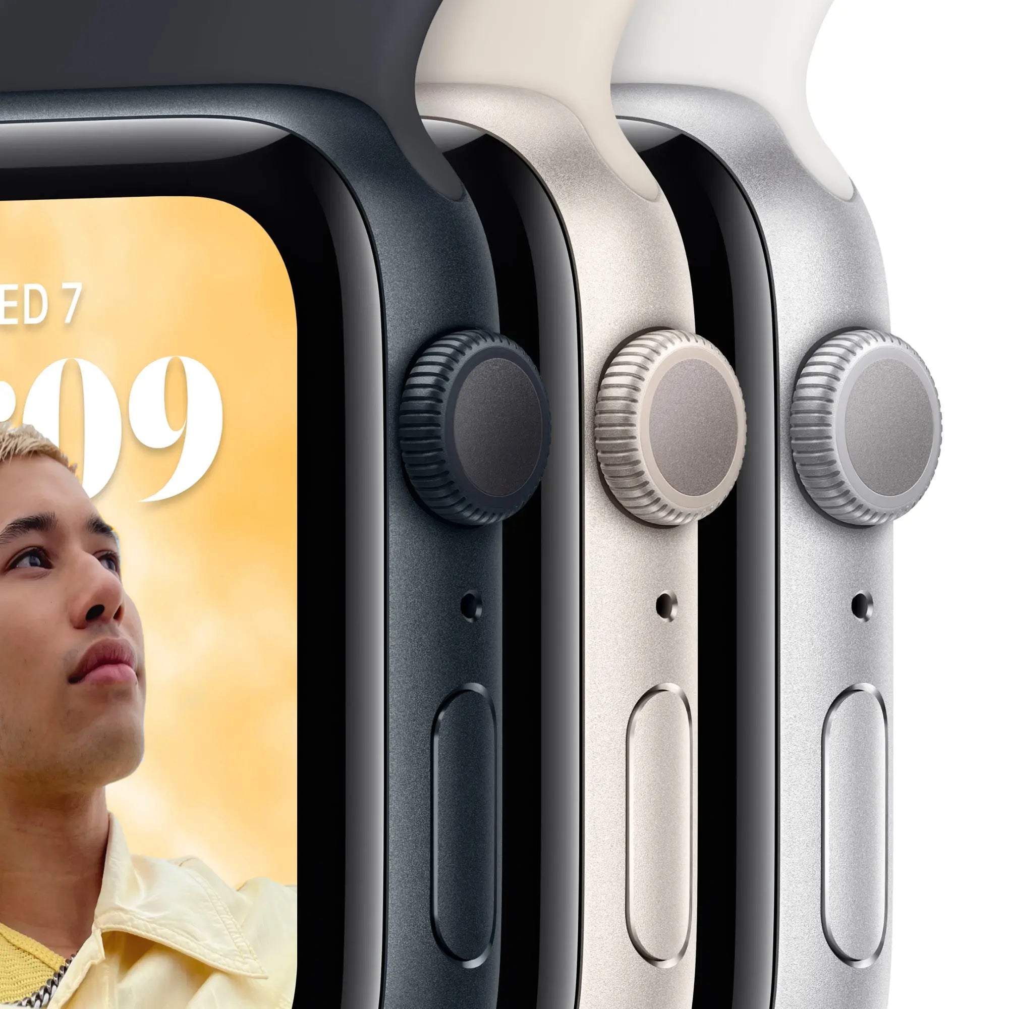 Apple Watch SE (2nd Gen) (GPS, 40mm) - Silver Aluminum Case with White Sport Band, S/M - MNT93LL/A