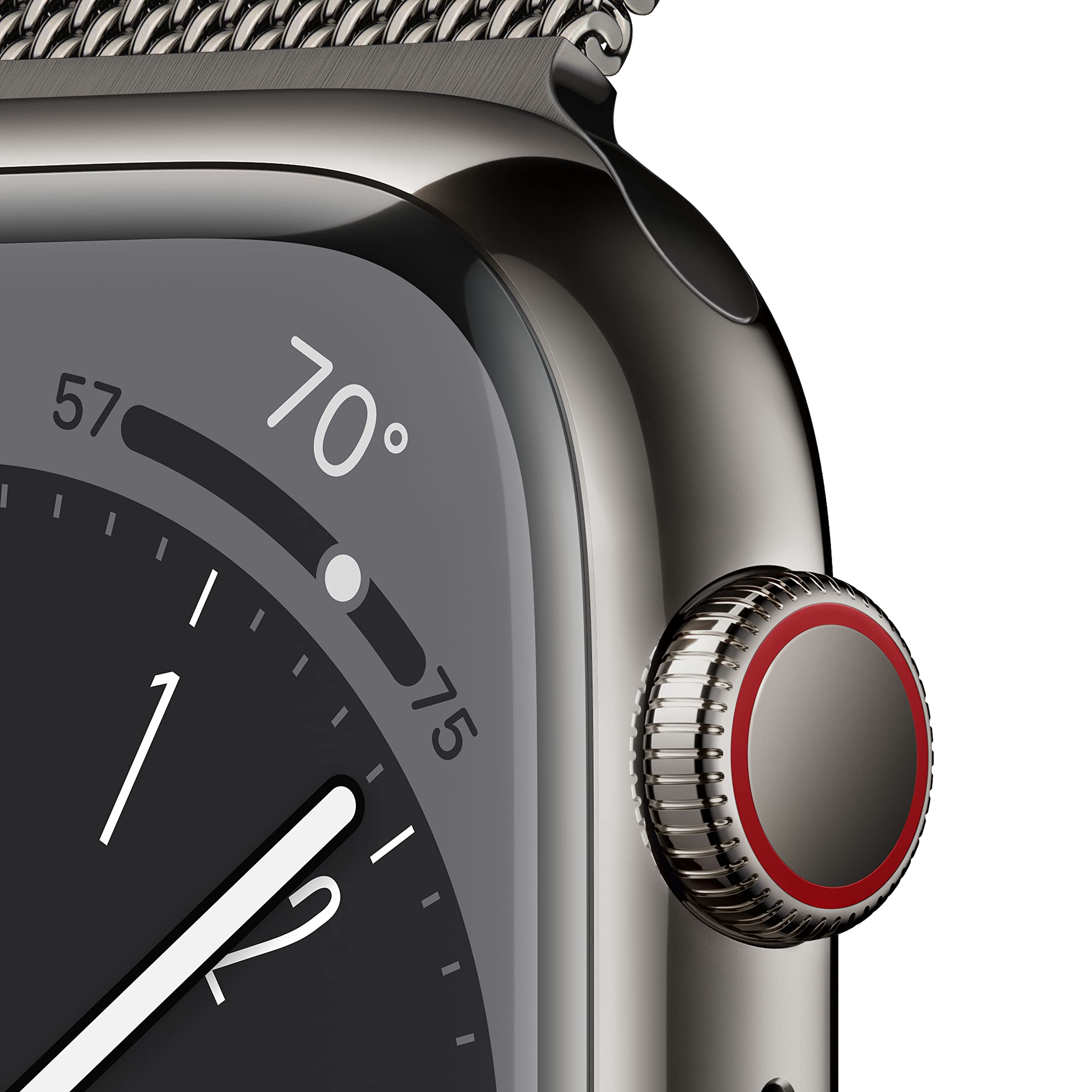 Apple Watch Series 8 [GPS + Cellular, 45mm] - Graphite Stainless Steel with Graphite Milanese Loop, One Size - MNKW3LL/A