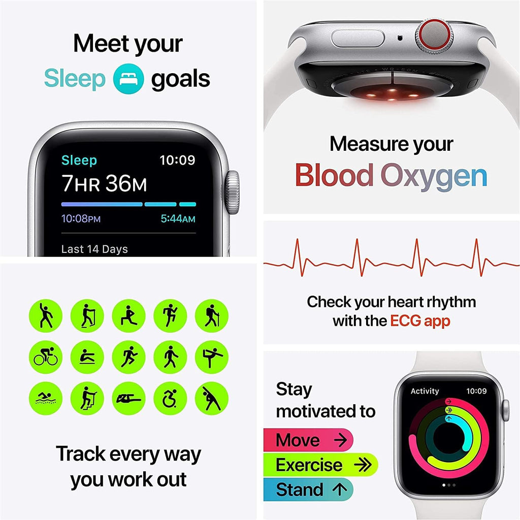 Apple Watch Series 6 (GPS + Cellular, 44mm) - Blue Aluminum Case with Deep Navy Sport Band - M07J3LL/A