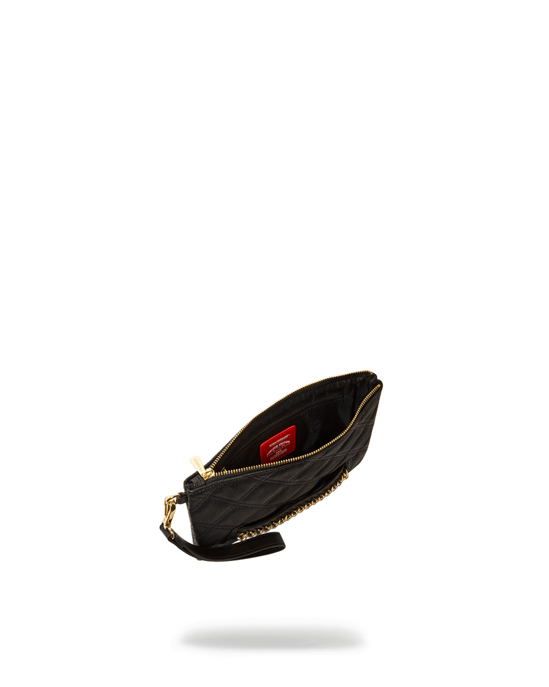 NOIR QUILT GOLD CHAIN SHARK CROSSOVER CLUTCH