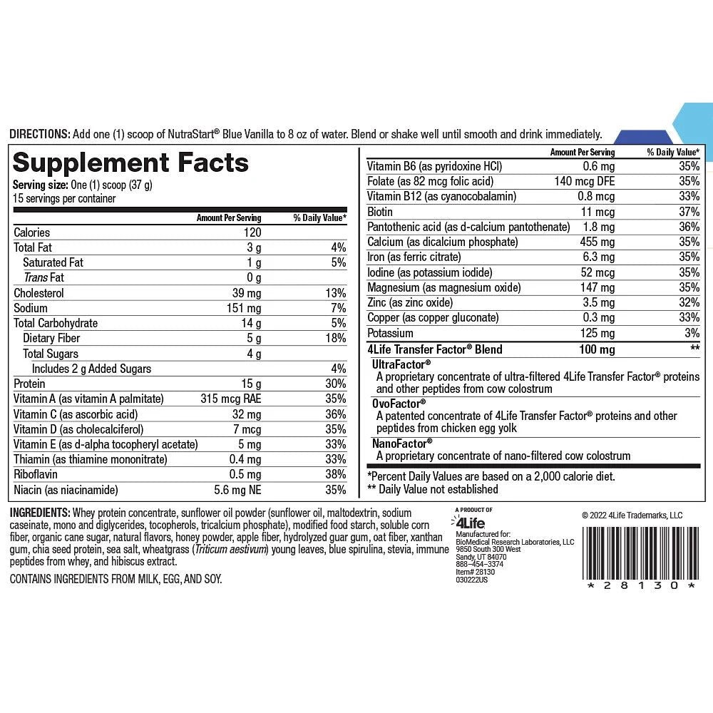4LifeTransform NutraStart Blue Vanilla