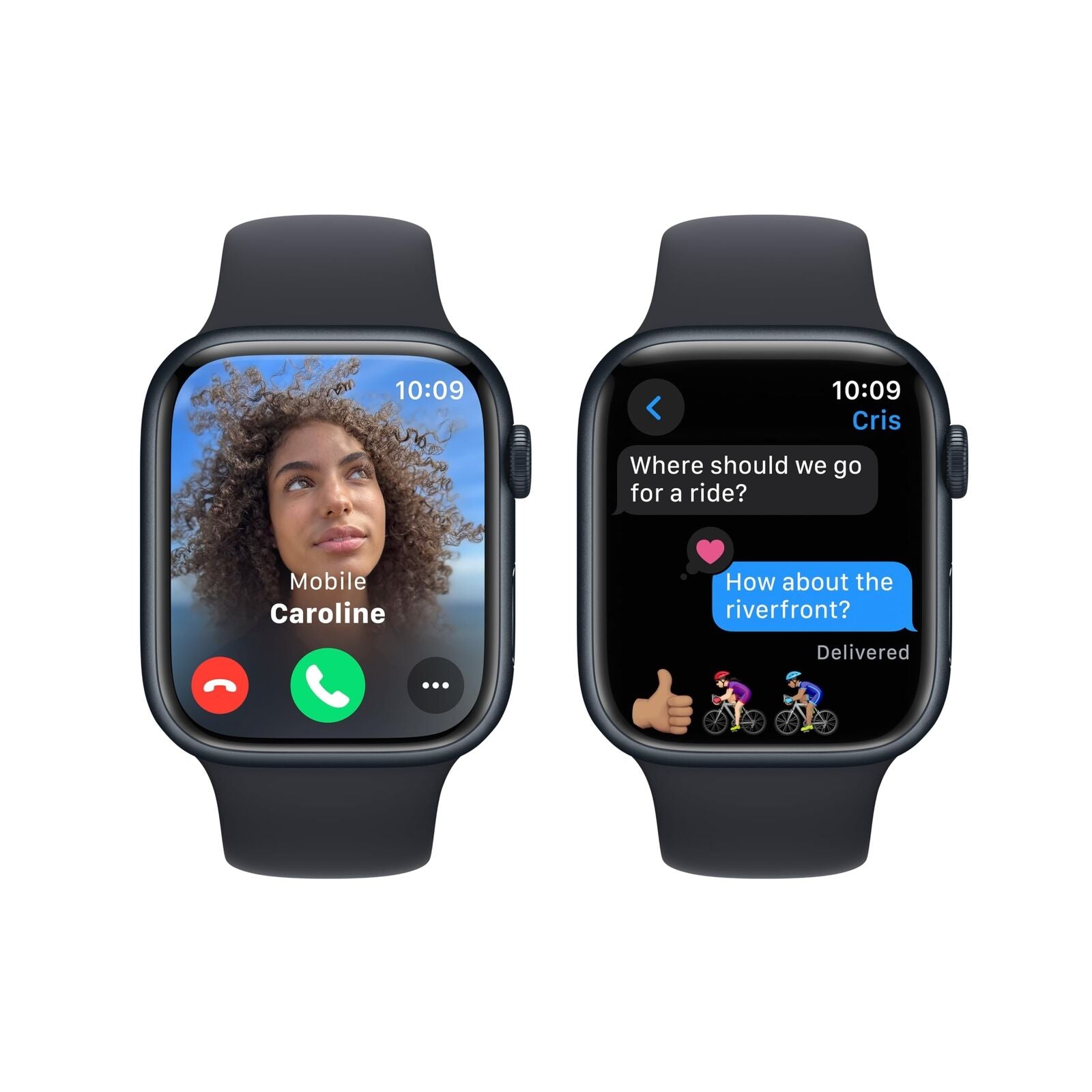 Apple Watch Series 9 (GPS) 45mm Aluminum Case with Midnight Sport Band - S/M - Midnight - MR993LL/A