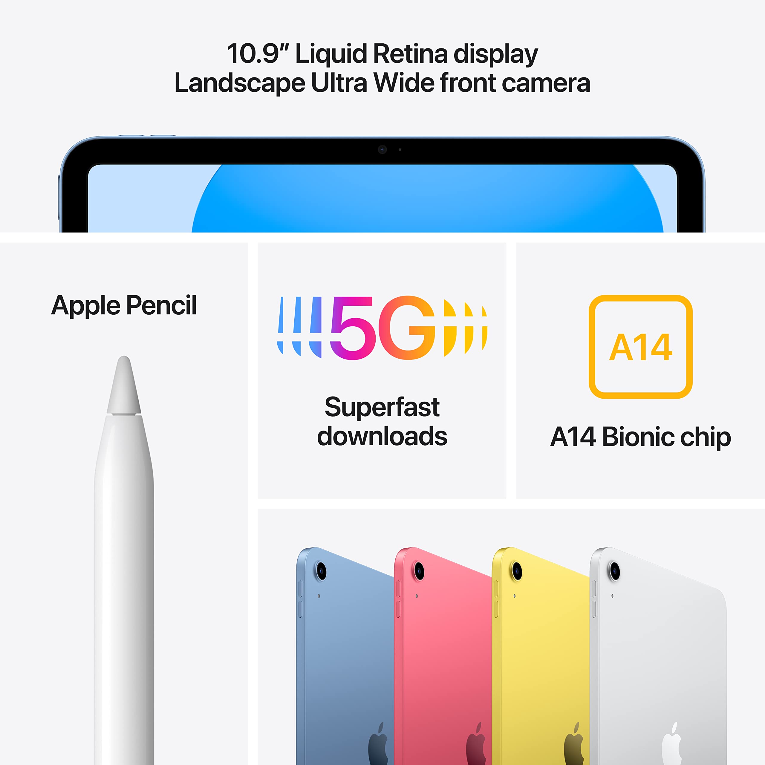 Apple - iPad 10th Gen (2022) with Wi-Fi + Cellular - 64GB - Yellow - MQ6L3LL/A