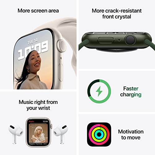 Apple Watch Series 7 (GPS, 41mm) Starlight Aluminum Case with Starlight Sport Band, Regular - MKMY3LL/A