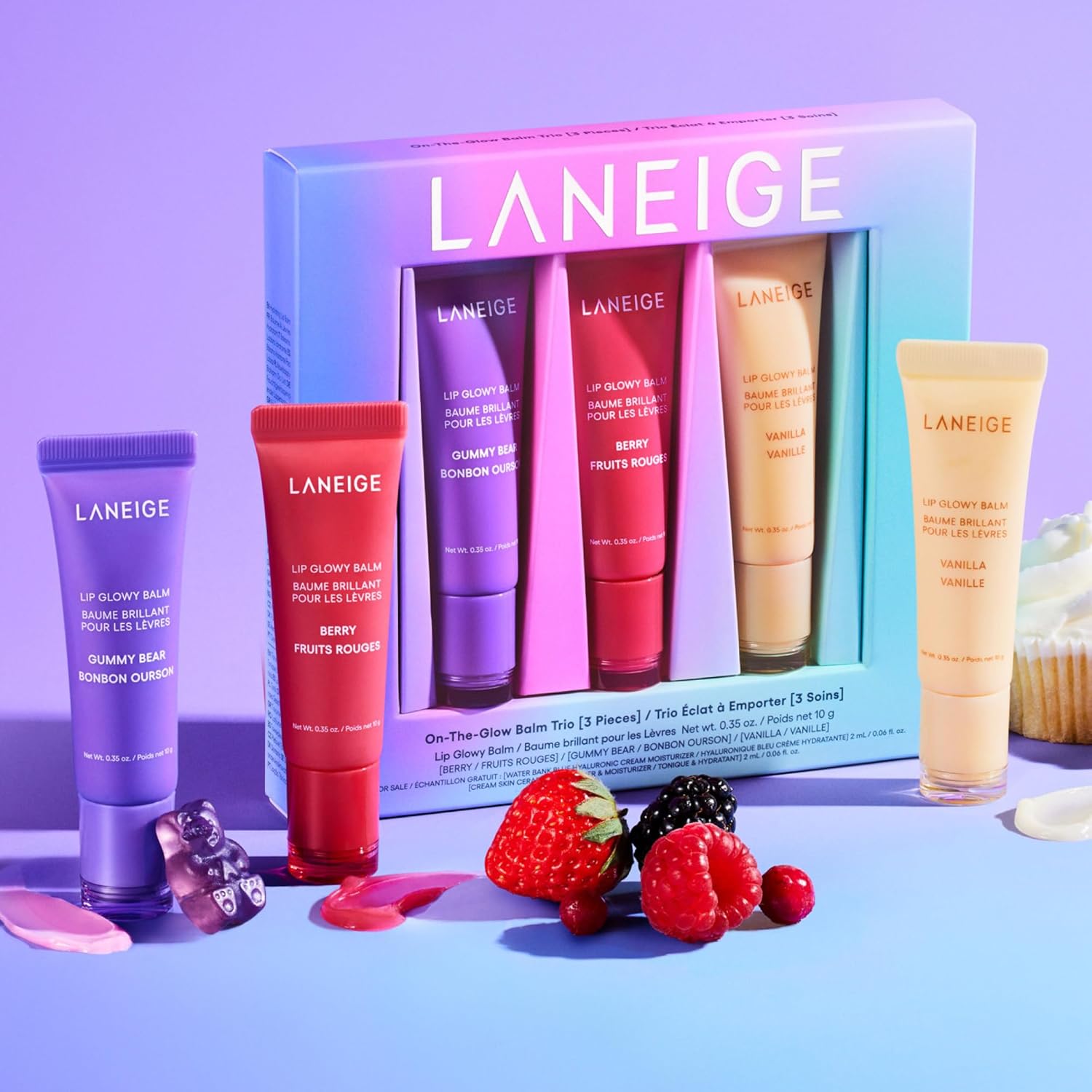 Laneige On-The-Glow Lip Glowy Balm Set 3x10g