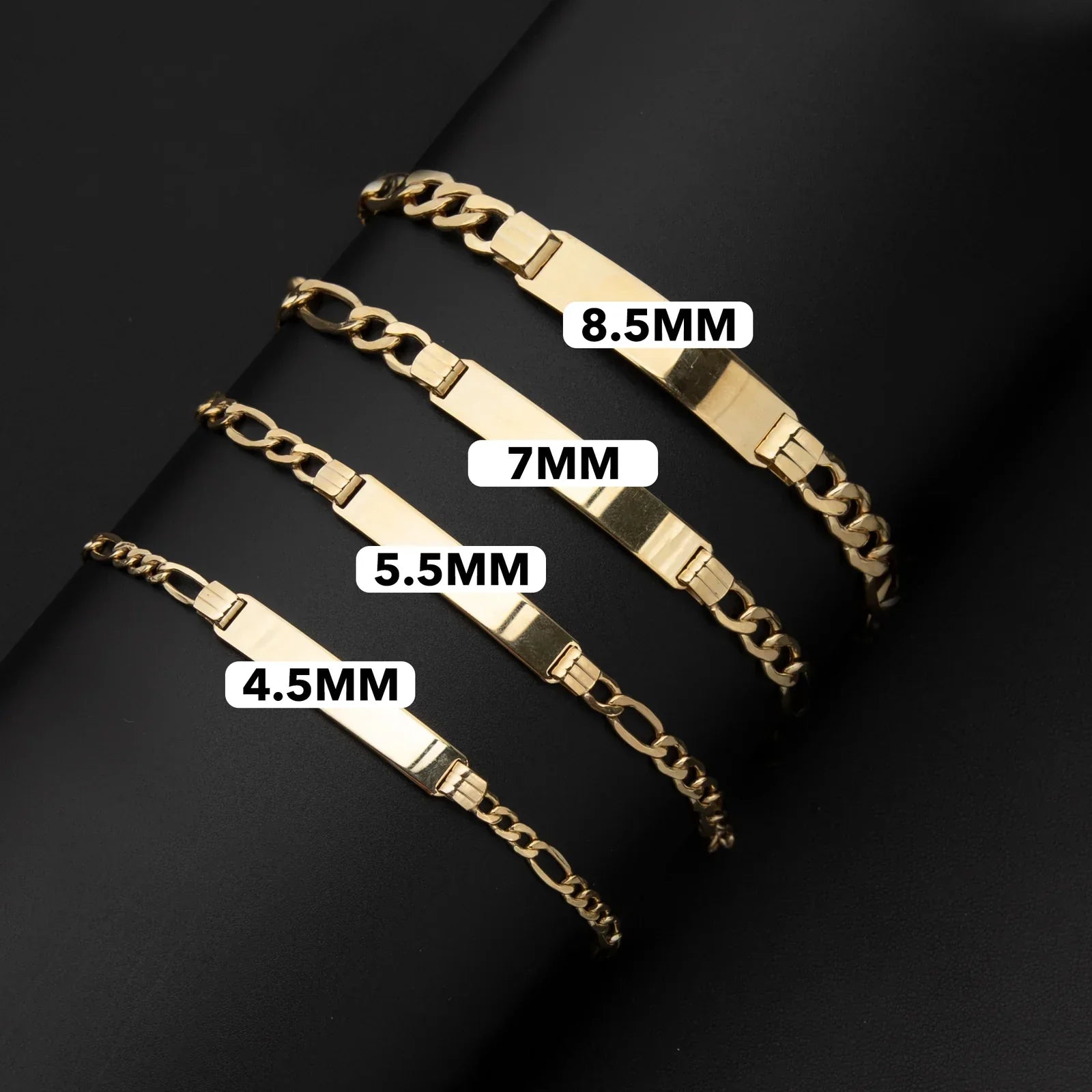 Men's Figaro Link ID Bracelet 14K Yellow Gold