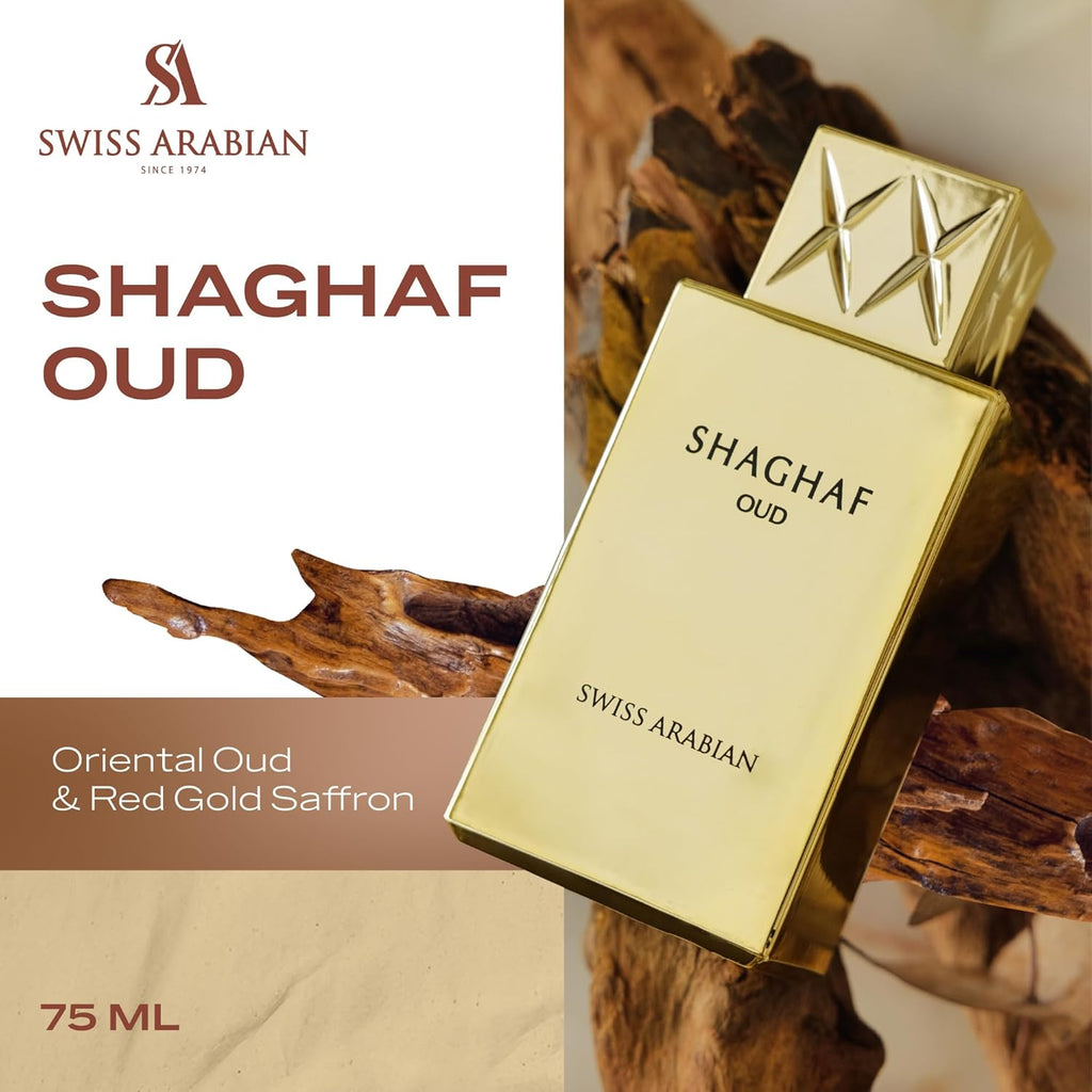 Swiss Arabian-Shaghaf Oud  - Long Lasting, Addictive Personal EDP Spray Fragrance - Seductive Signature Aroma - 75ml/2.5 Oz