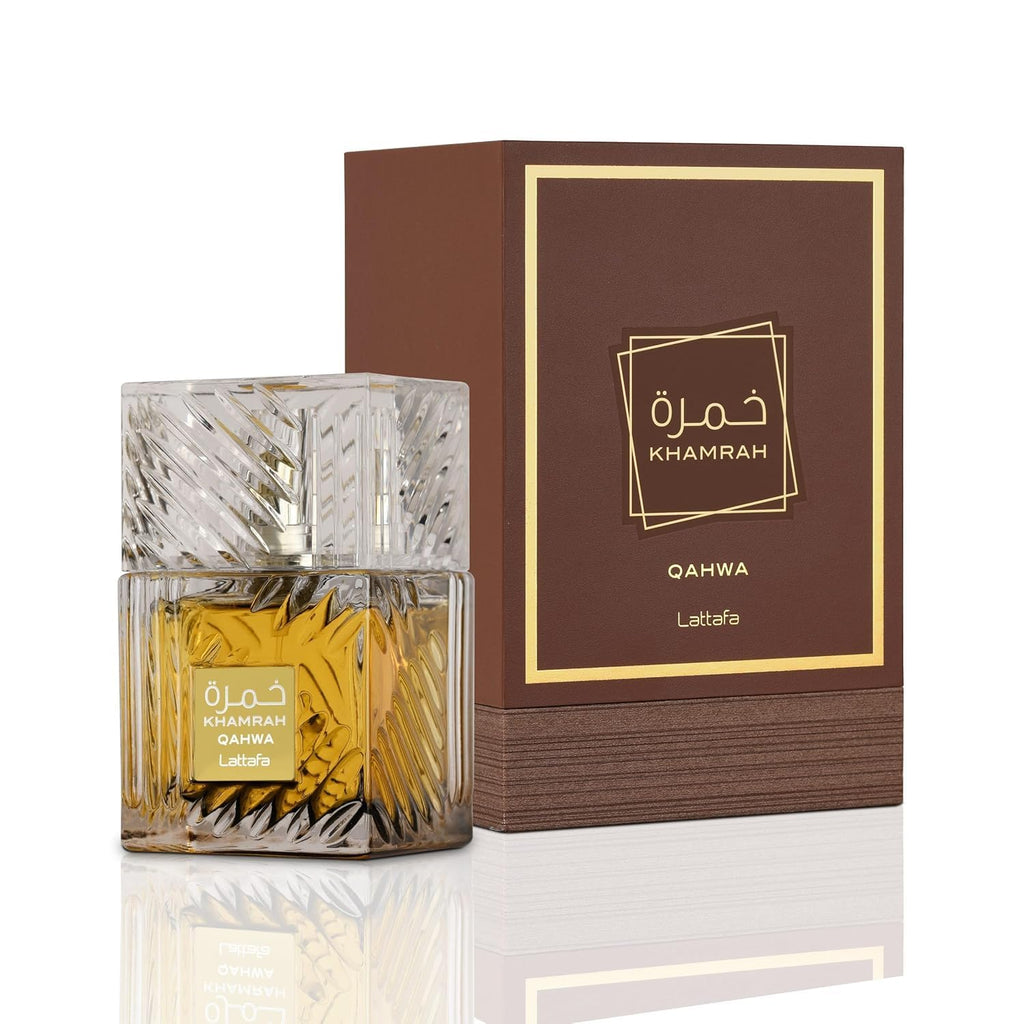 Lattafa Khamrah Qahwa Eau de Parfum for Unisex - Long-Lasting Fragrance - Vanilla, Warm Spicy, Cinnamon, Sweet - 3.40 Ounce / 100 ml