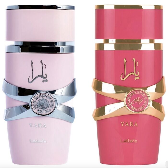 Lattafa Yara 2 Piece Fragrance Bundle for Women (3.4 Ounce Yara Eau De Parfum Spray + 3.4 Ounce Yara Candy Eau De Parfum Spray)