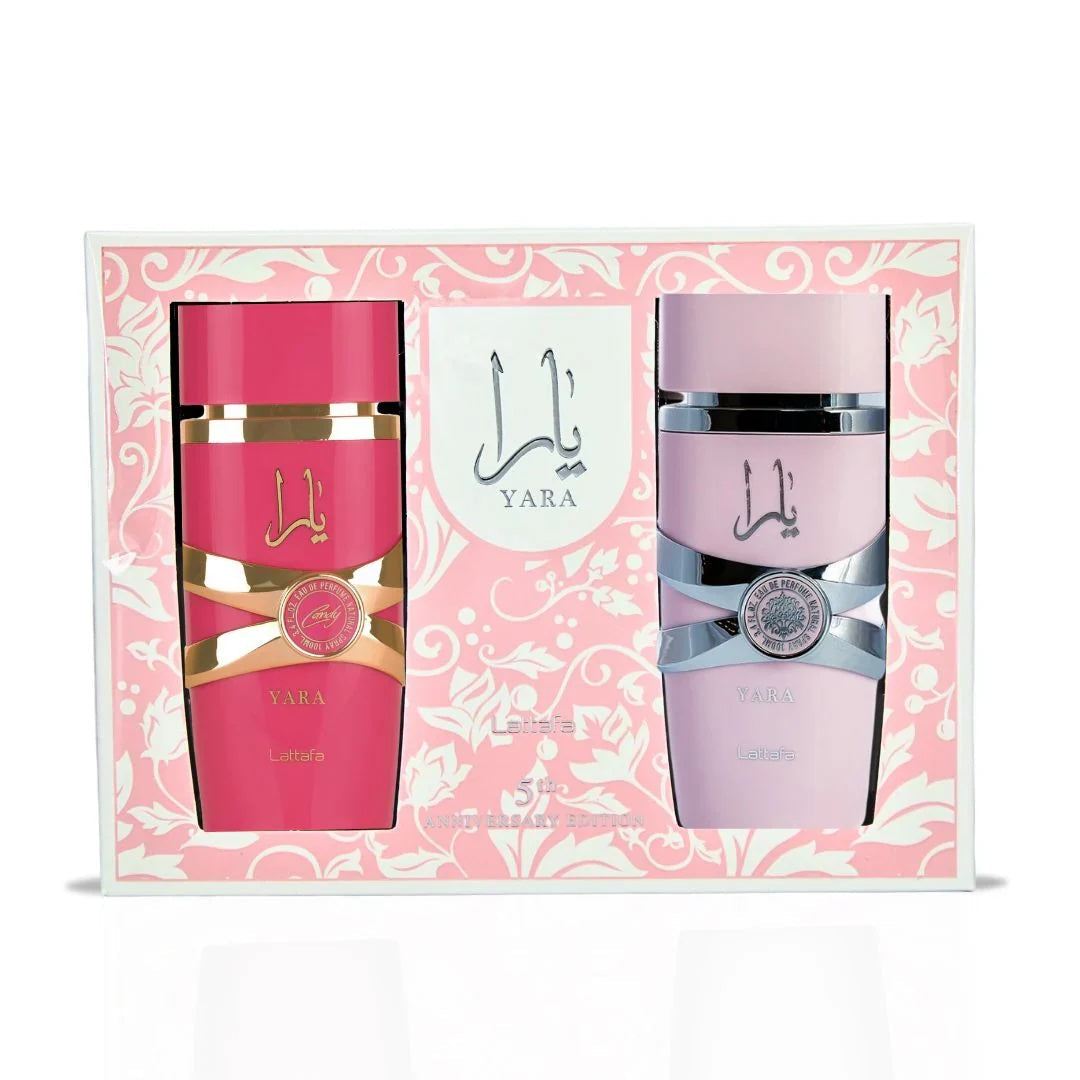 Lattafa Yara 2 Piece Fragrance Bundle for Women (3.4 Ounce Yara Eau De Parfum Spray + 3.4 Ounce Yara Candy Eau De Parfum Spray)